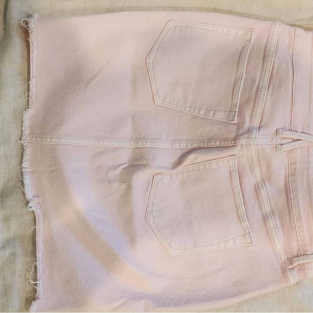 Good American Blush Pink Denim Skirt